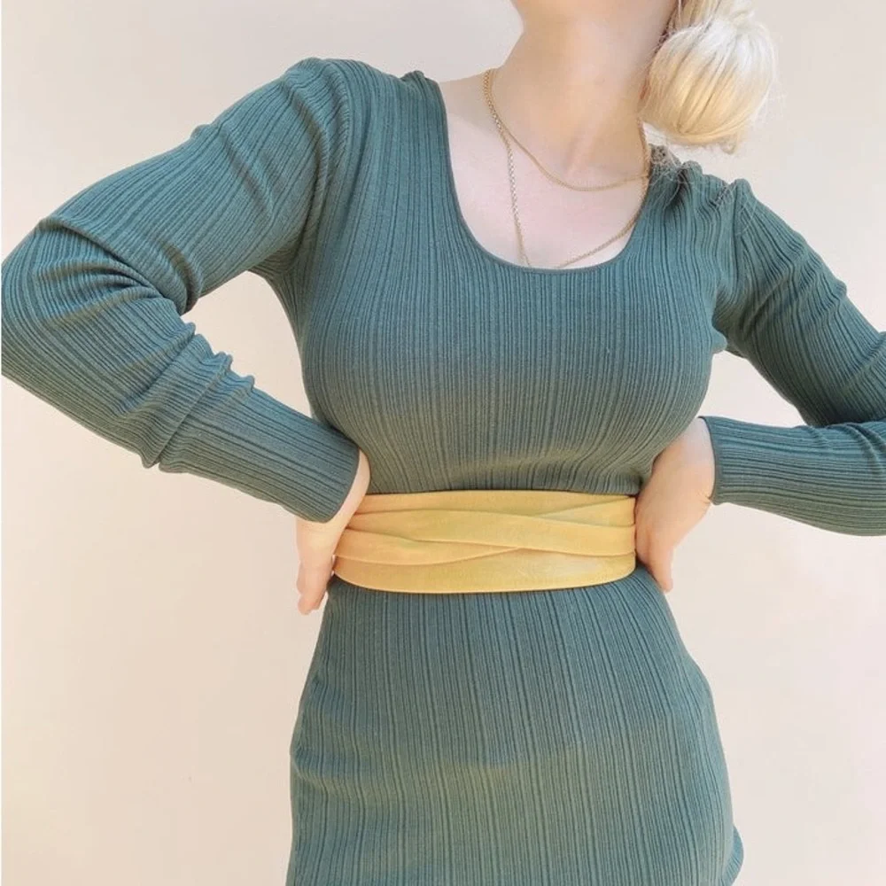 ADA LEATHER WRAP BELT PALE YELLOW OS NWT